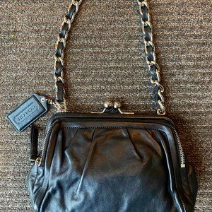 Black Leather Coach Evening Shoulder Bag
